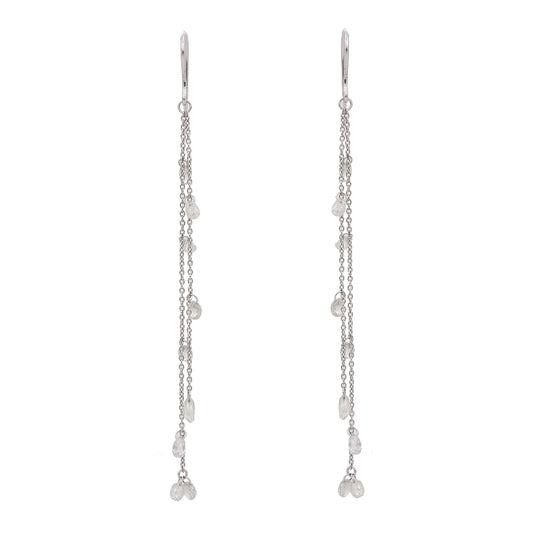 Customization Jewelry 18K Solid White Gold Natural Diamond Long Chain Dangle Earring