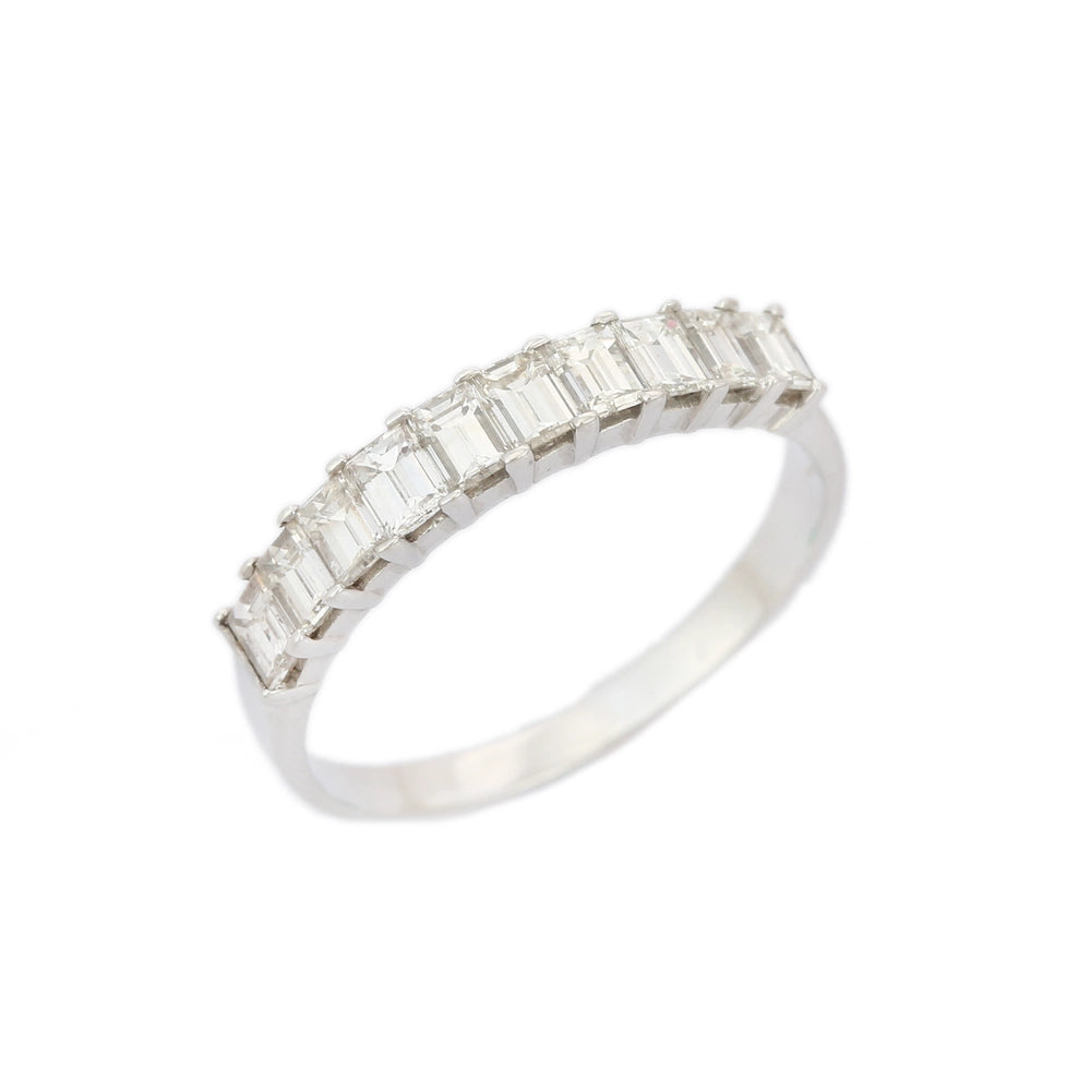 Classic Hot Selling Natural Diamond 18K Fine White Gold Half Eternity Band Rings