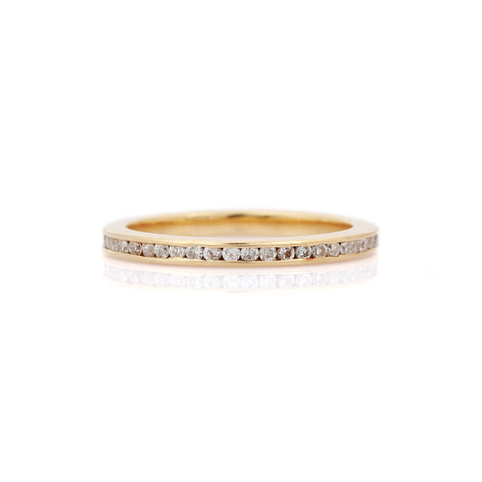 Handmade Jewelry Natural Diamond 18K Yellow Gold Stackable Band Ring