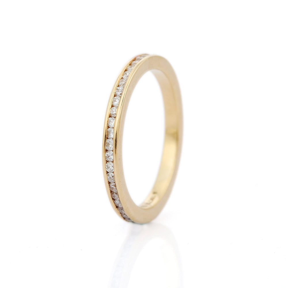 Handmade Jewelry Natural Diamond 18K Yellow Gold Stackable Band Ring