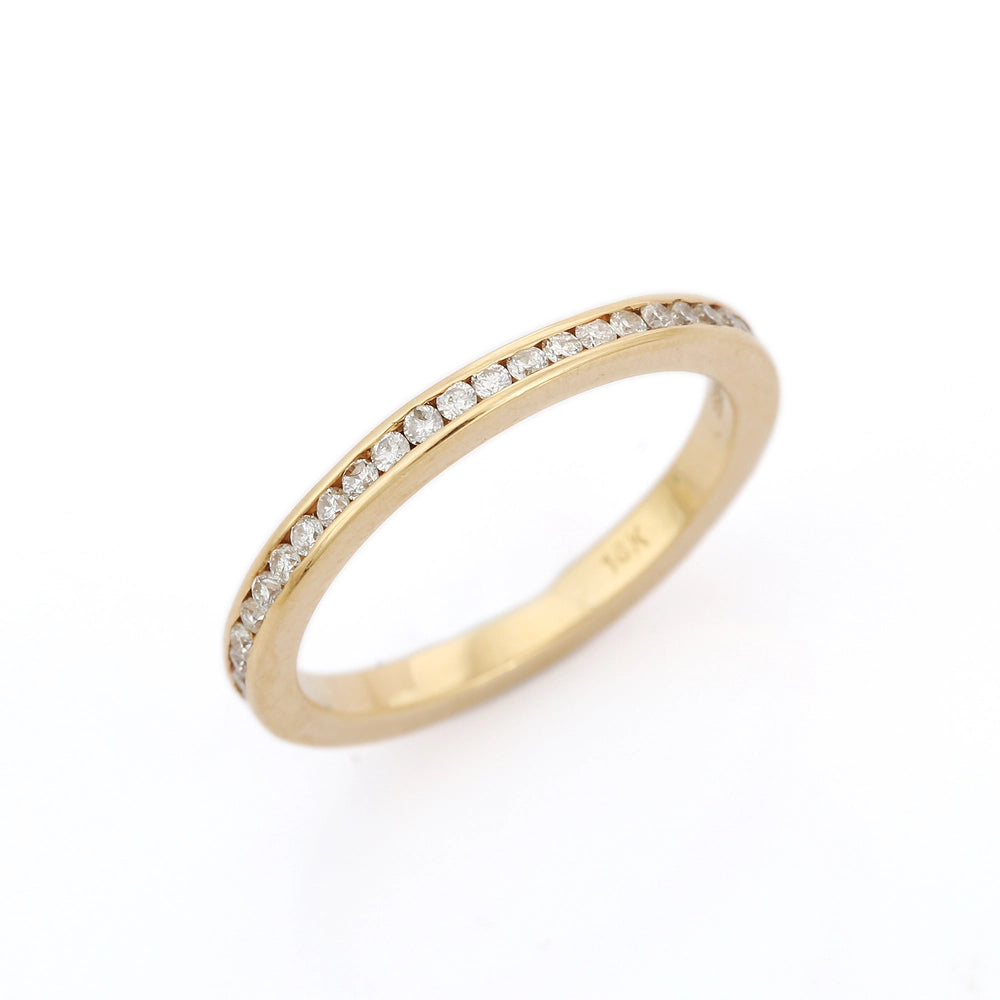 Handmade Jewelry Natural Diamond 18K Yellow Gold Stackable Band Ring