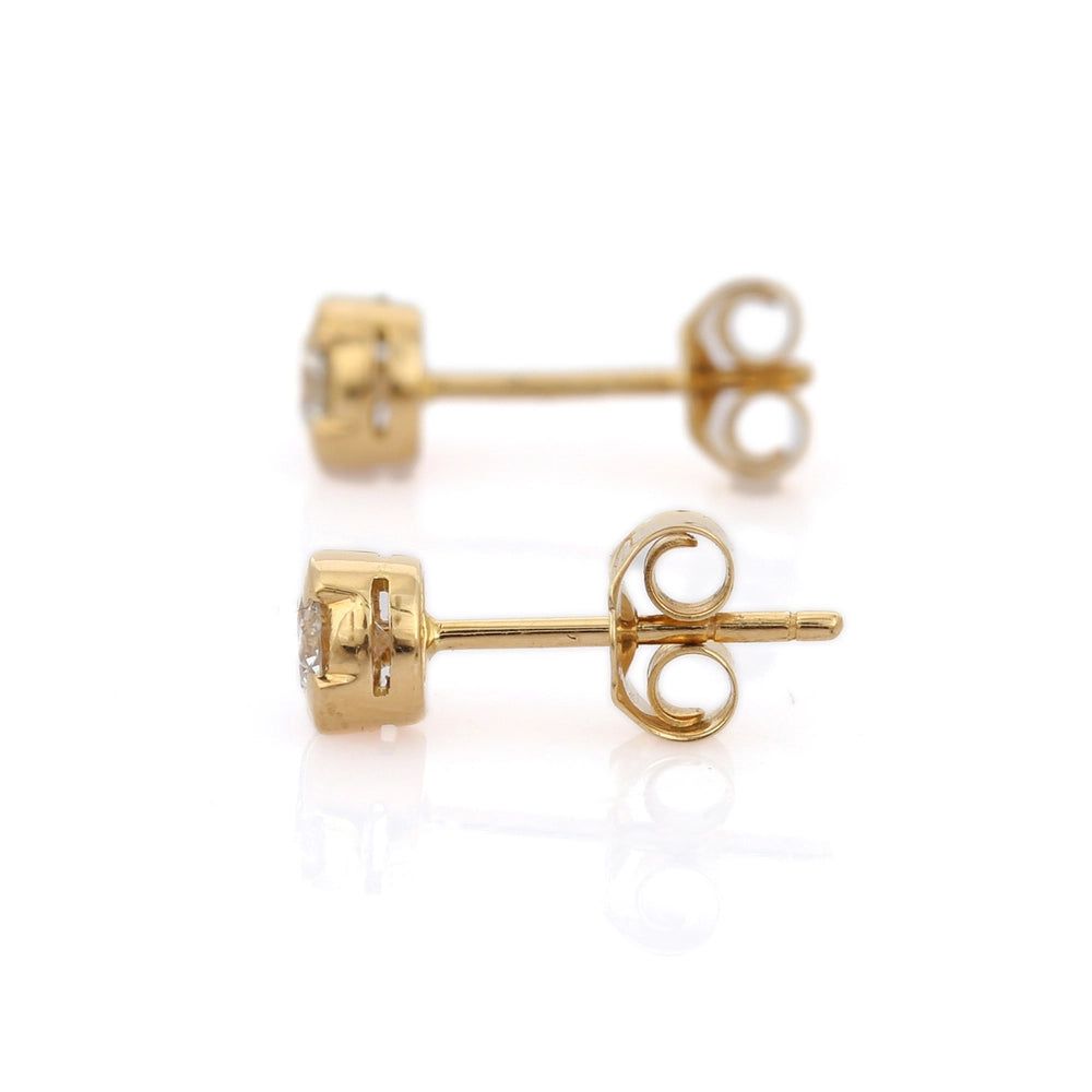 Minimal Jewelry Natural Diamond 18K Solid Yellow Gold Stud Earrings