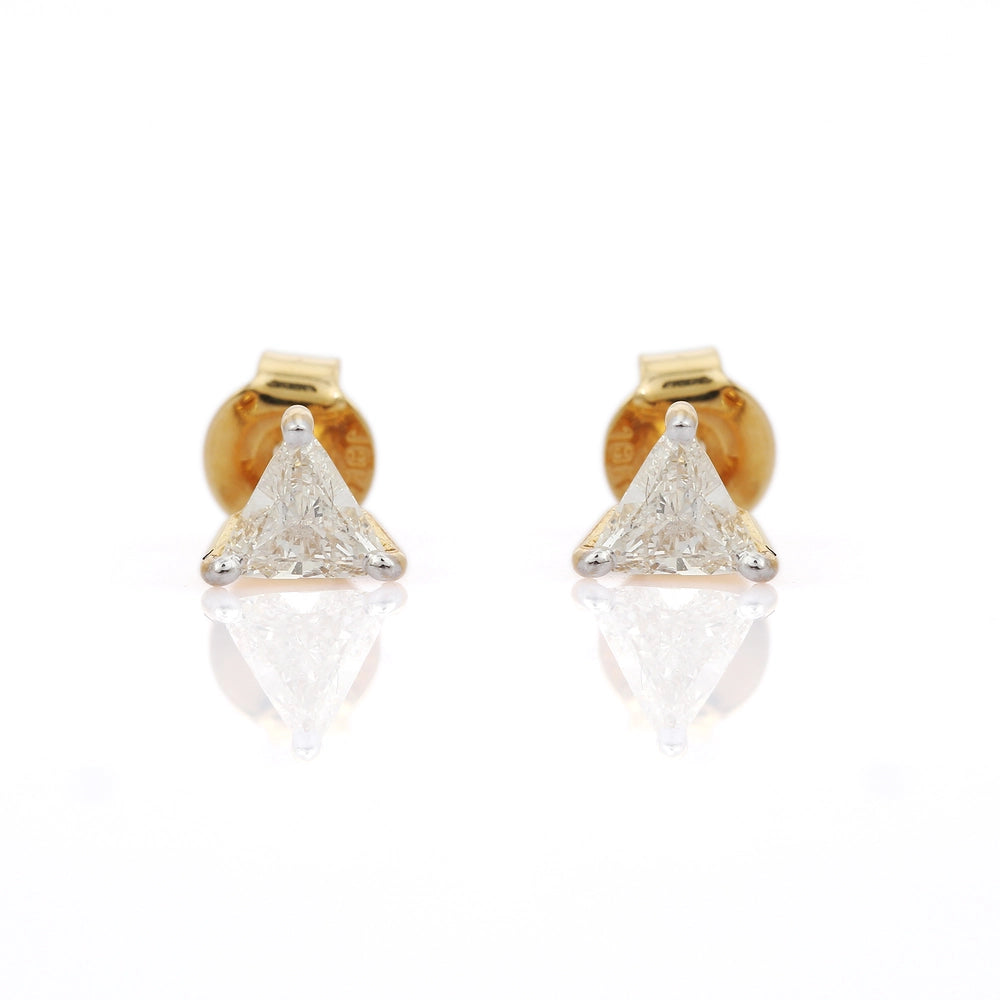 Minimalist Jewelry 18K Solid Yellow Gold Natural Diamond Stud Earring