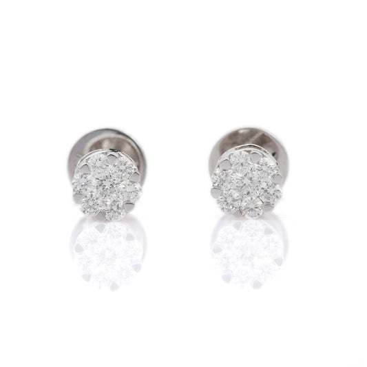 Minimalist Jewelry Natural Diamond 18K Fine White Gold Stud Earring