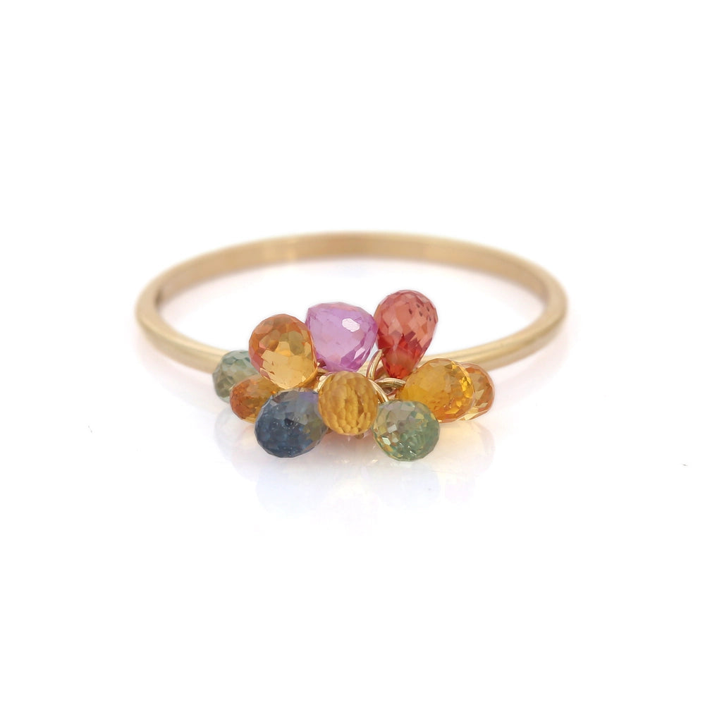 Handcrafted 18K Solid Yellow Gold Natural Multi Sapphire Minimal Rings