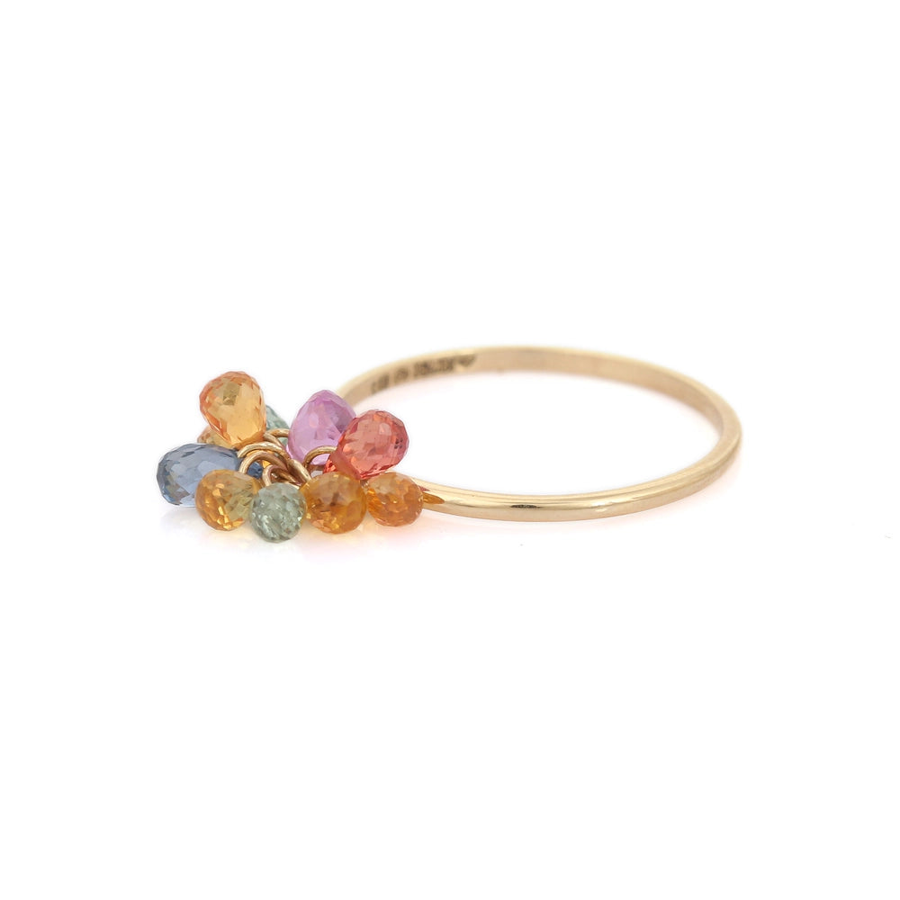 Handcrafted 18K Solid Yellow Gold Natural Multi Sapphire Minimal Rings