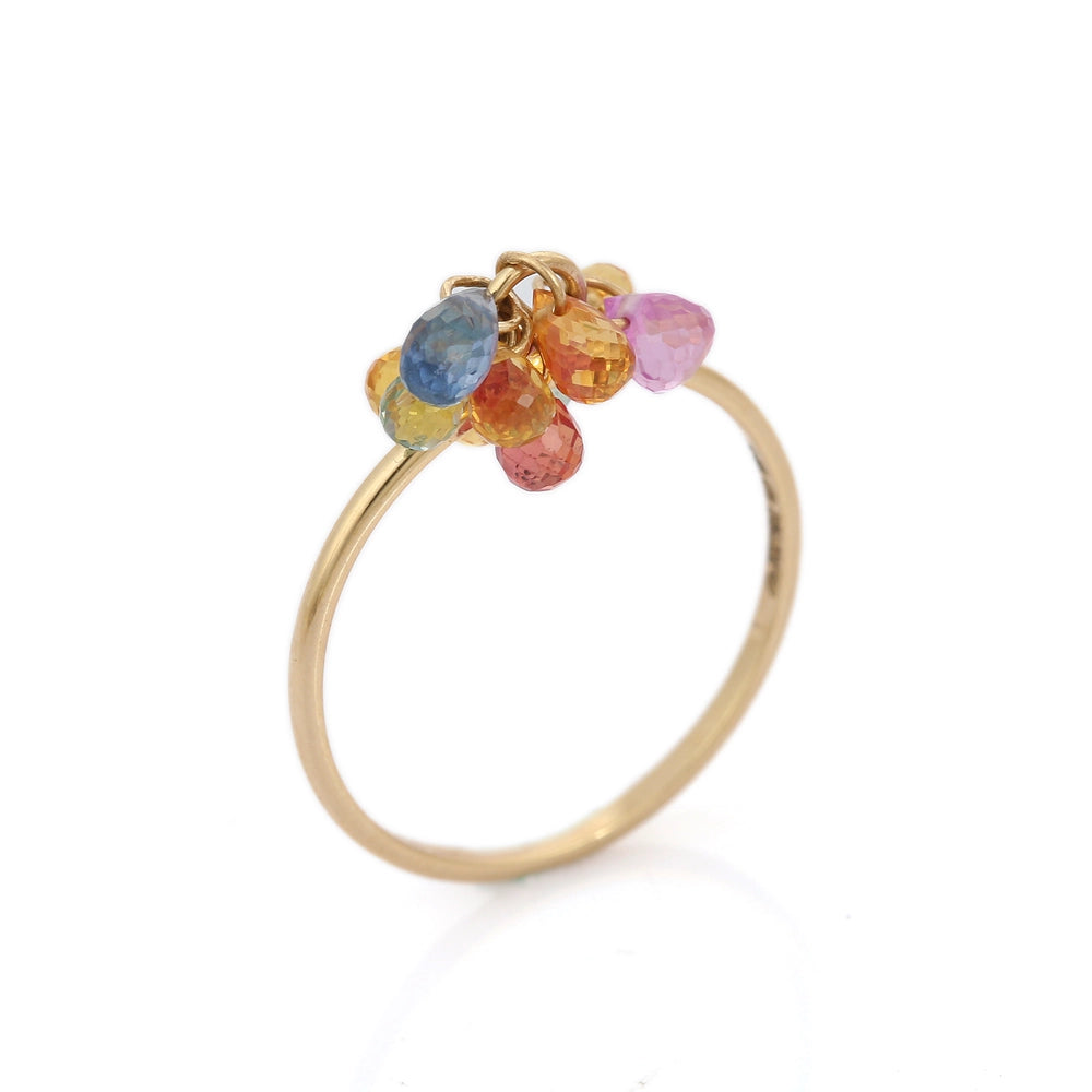 Handcrafted 18K Solid Yellow Gold Natural Multi Sapphire Minimal Rings