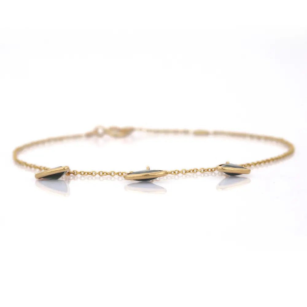 Custom Jewelry Natural Sapphire Gemstone 18K Fine Yellow Gold Adjustable Bracelet