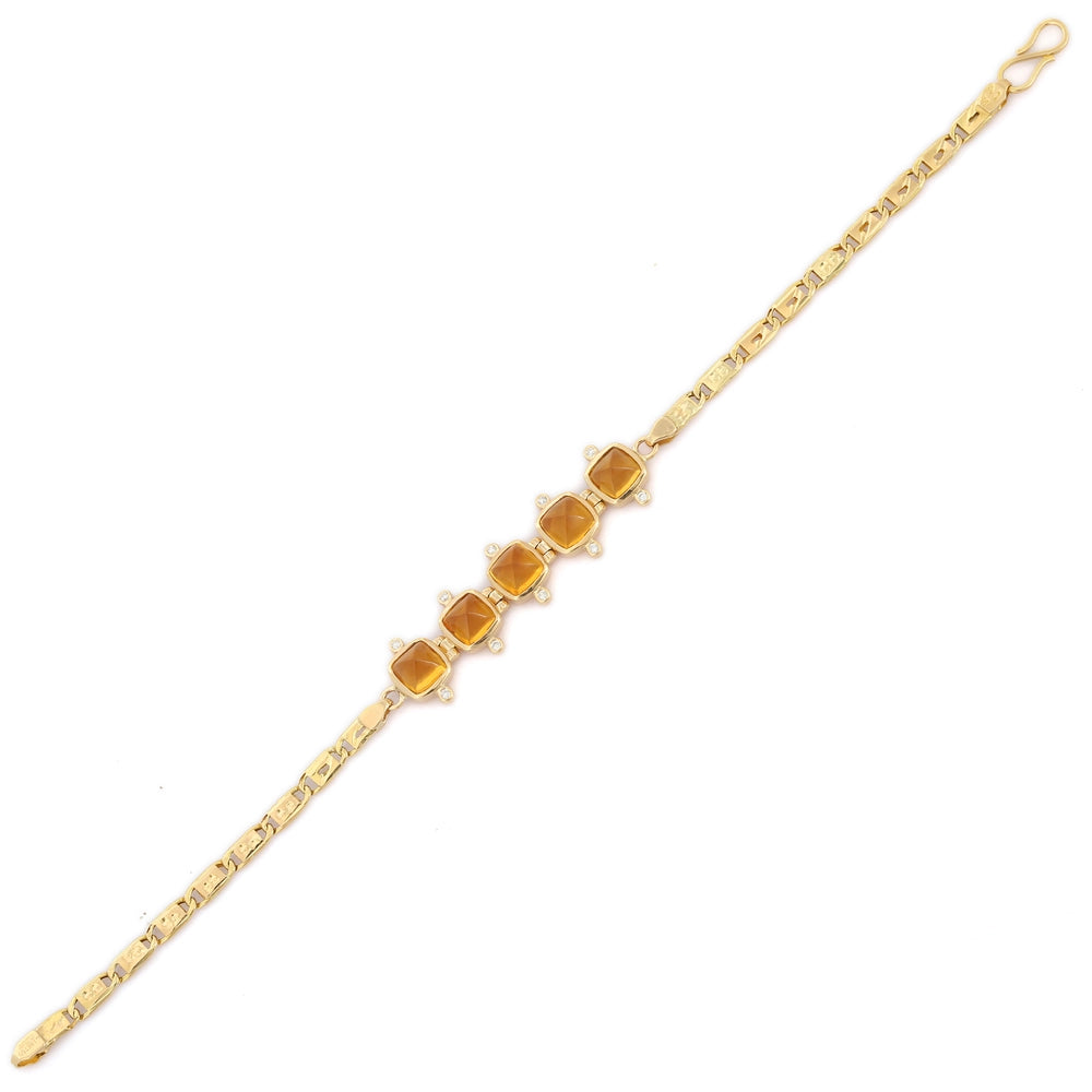 Classic Hot Selling Product Natural Citrine & Diamond 18K Yellow Gold Bracelets