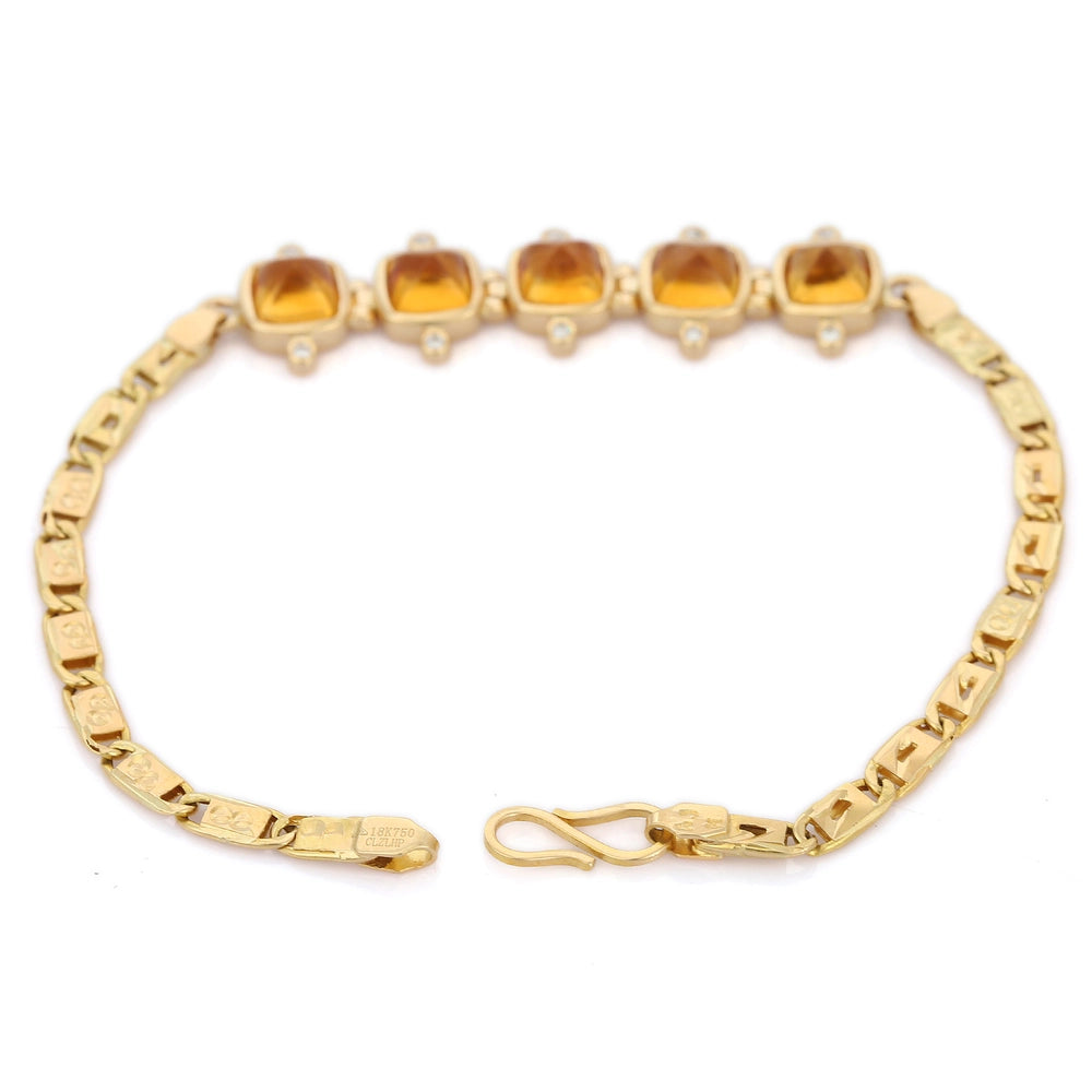 Classic Hot Selling Product Natural Citrine & Diamond 18K Yellow Gold Bracelets