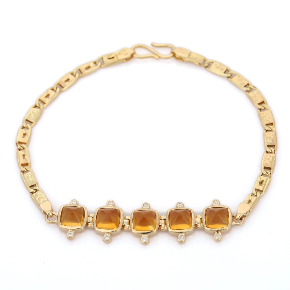 Classic Hot Selling Product Natural Citrine & Diamond 18K Yellow Gold Bracelets