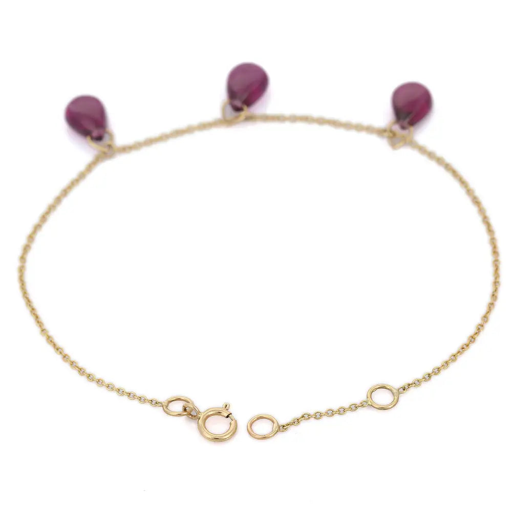 Best Selling Product 18K Fine Yellow Gold Natural Garnet Adjustable Bracelet