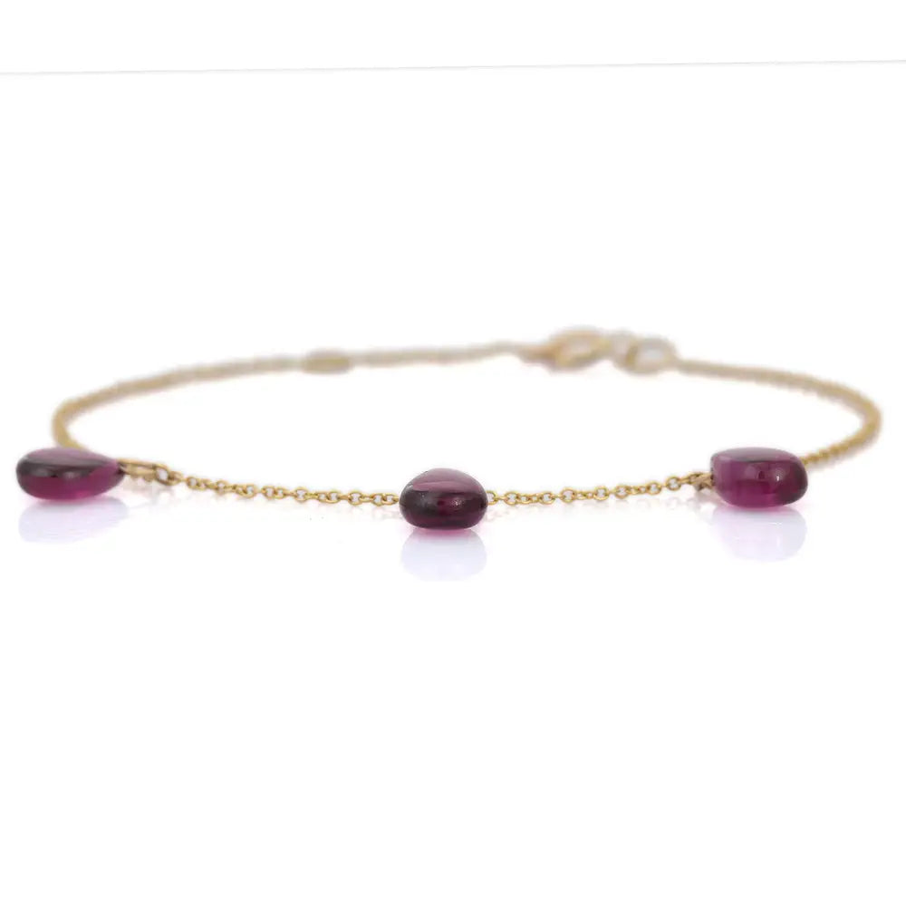 Best Selling Product 18K Fine Yellow Gold Natural Garnet Adjustable Bracelet