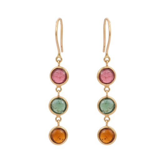 Classic Hot Selling 18K Yellow Gold Natural Tourmaline Gemstone Dangle Earring