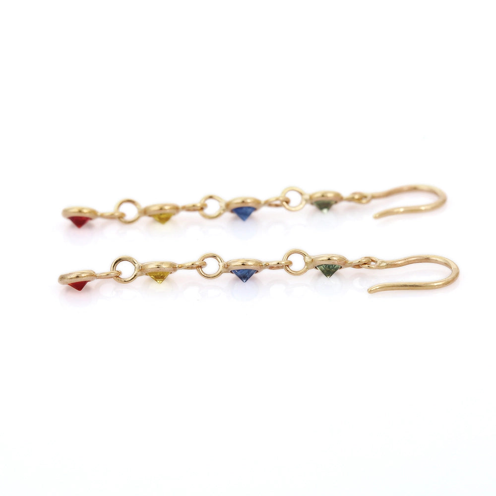 Classic Hot Selling Product Natural Multi Sapphire 18K Yellow Gold Dangle Earring