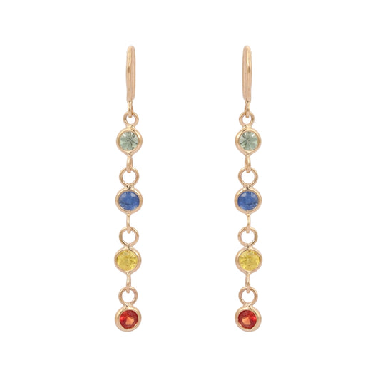 Classic Hot Selling Product Natural Multi Sapphire 18K Yellow Gold Dangle Earring