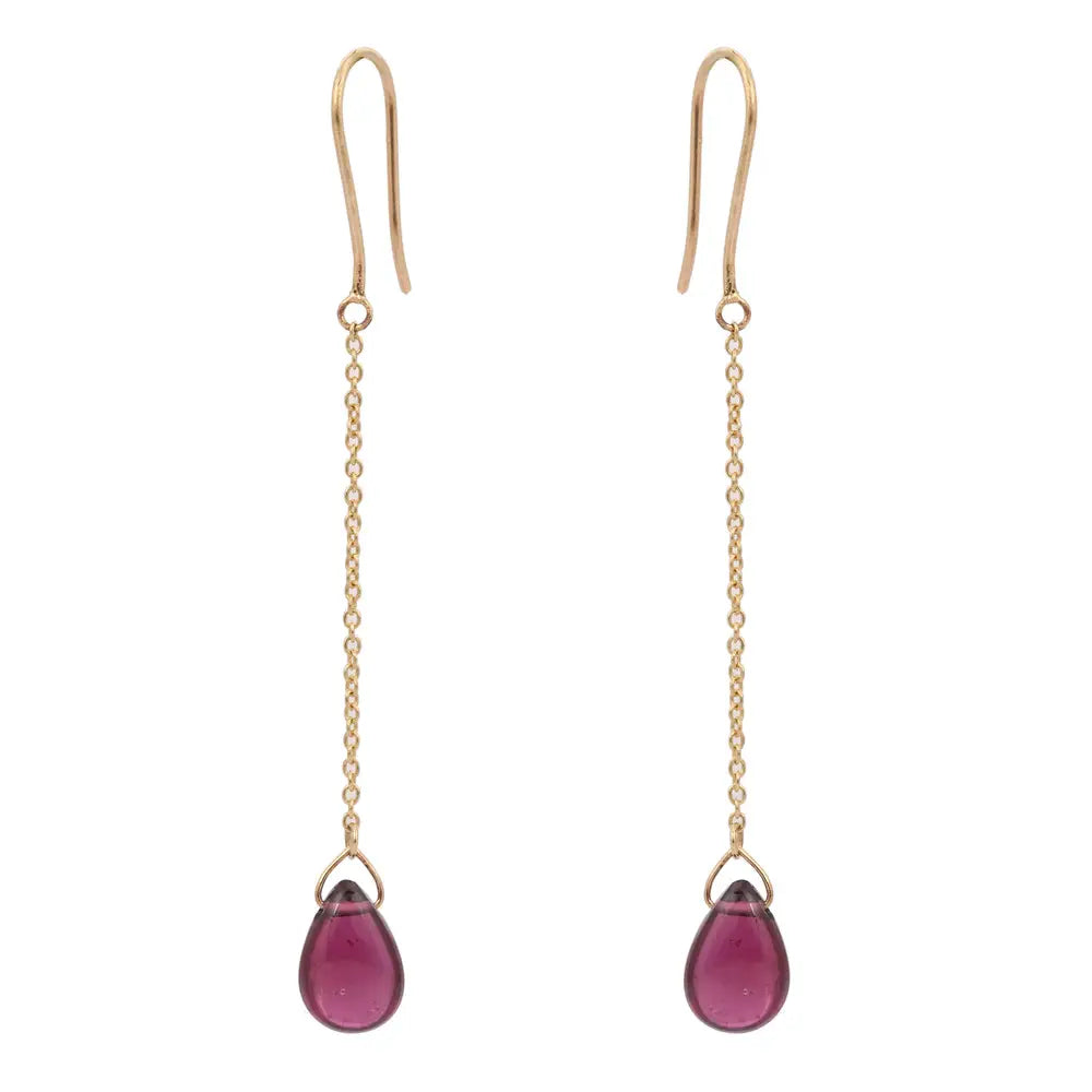 Customization Natural Garnet 18K Solid Yellow Gold Shoulder Duster Earrings