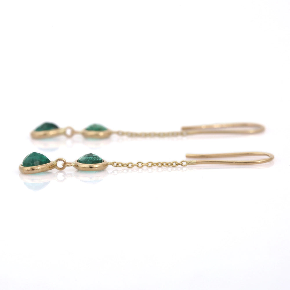 Best Selling Product 18K Solid Yellow Gold Natural Emerald Dainty Earrings