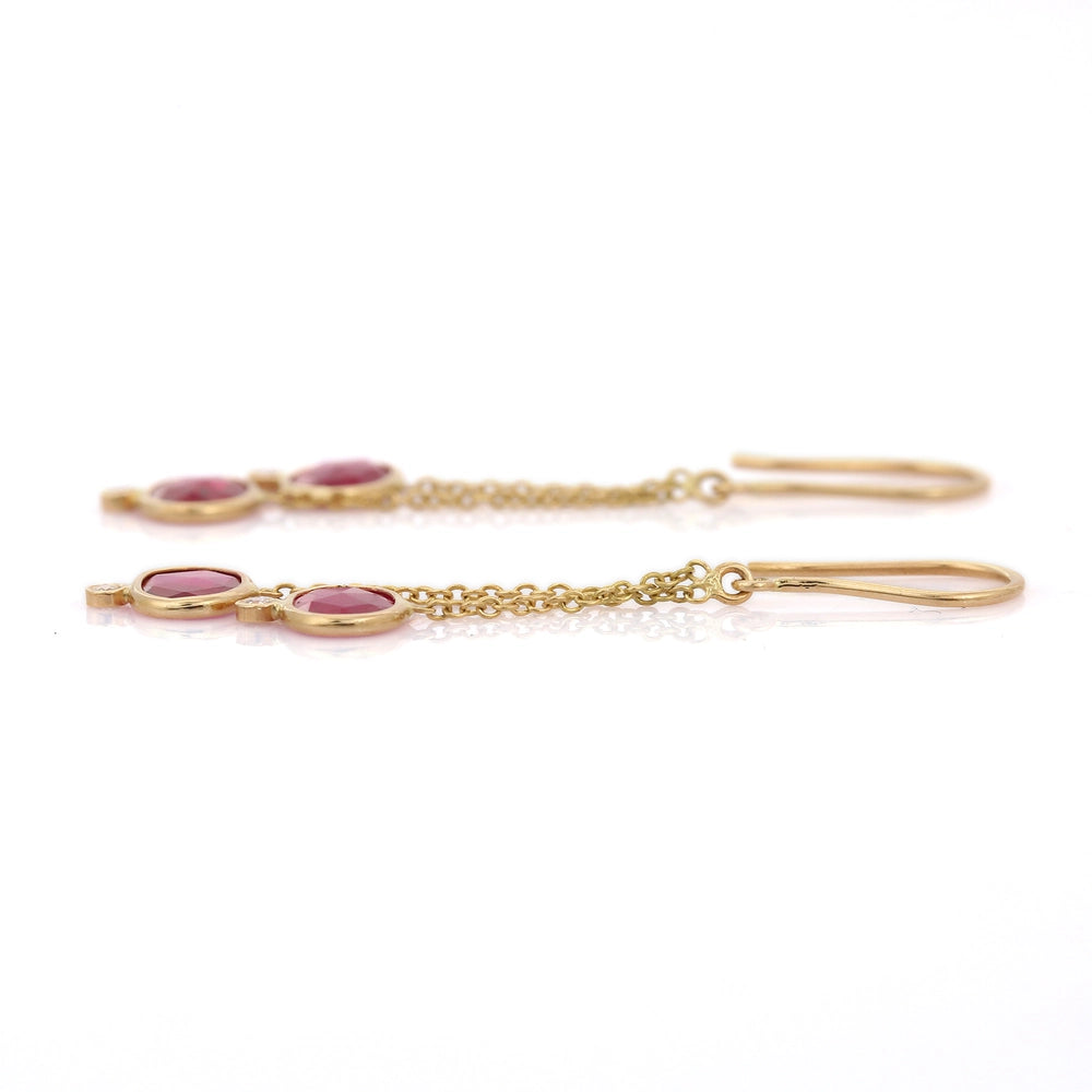 Classic & Unique Fine 18k Yellow Gold Genuine Ruby & Diamond Dangle Earrings