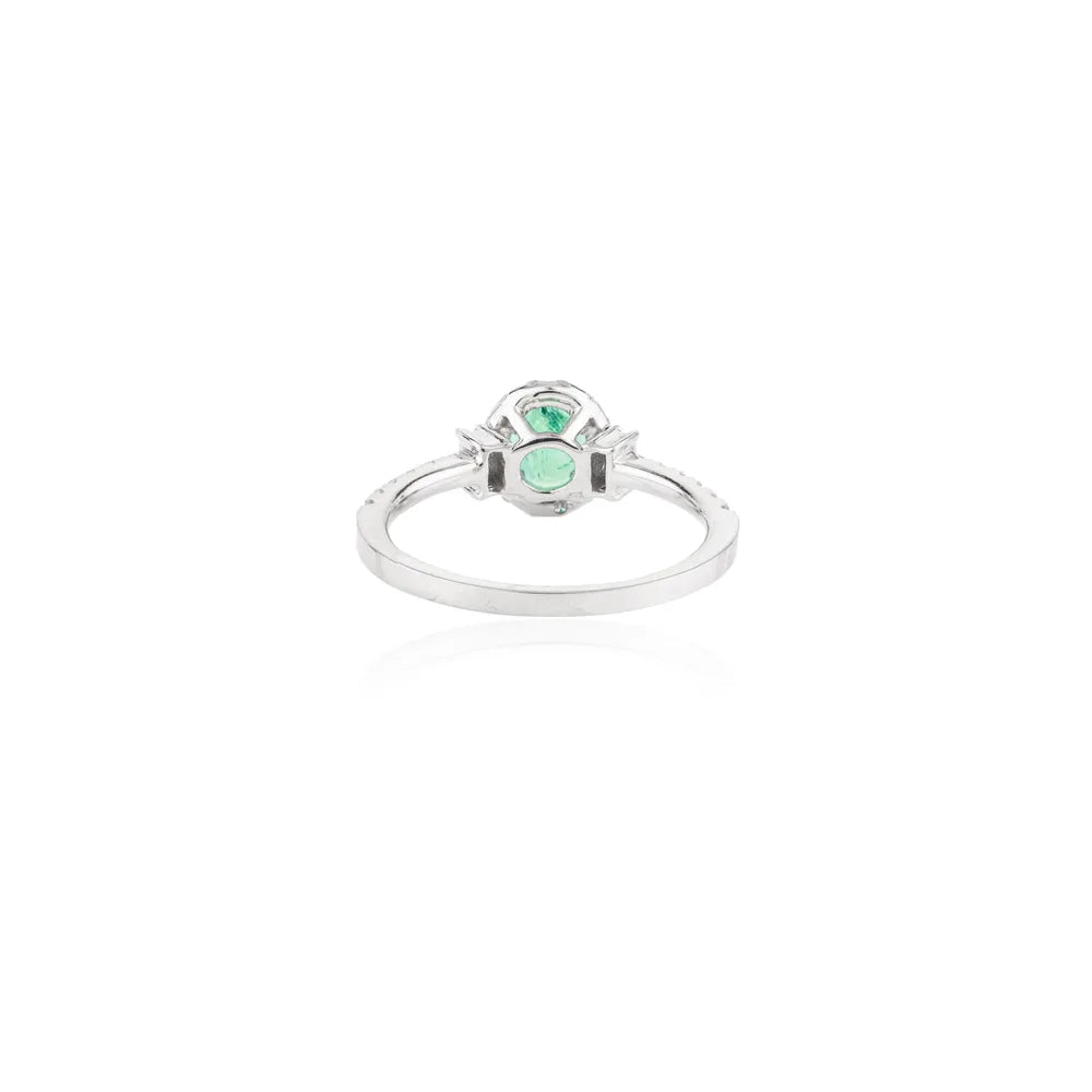 Wholesale Jewelry 18K White Gold Emerald & Diamond Authentic Ring