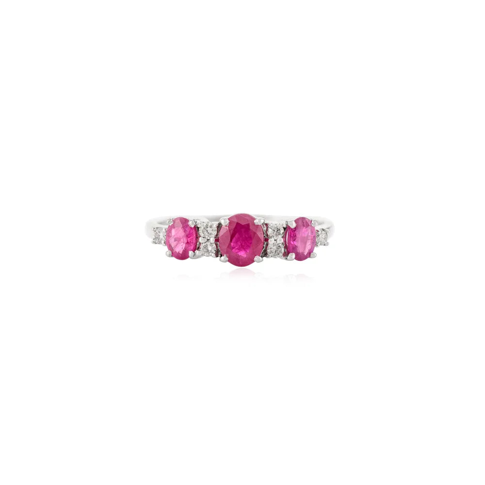 Best Quality Products Ruby & Diamond 14K Solid White Gold New Arrival Ring