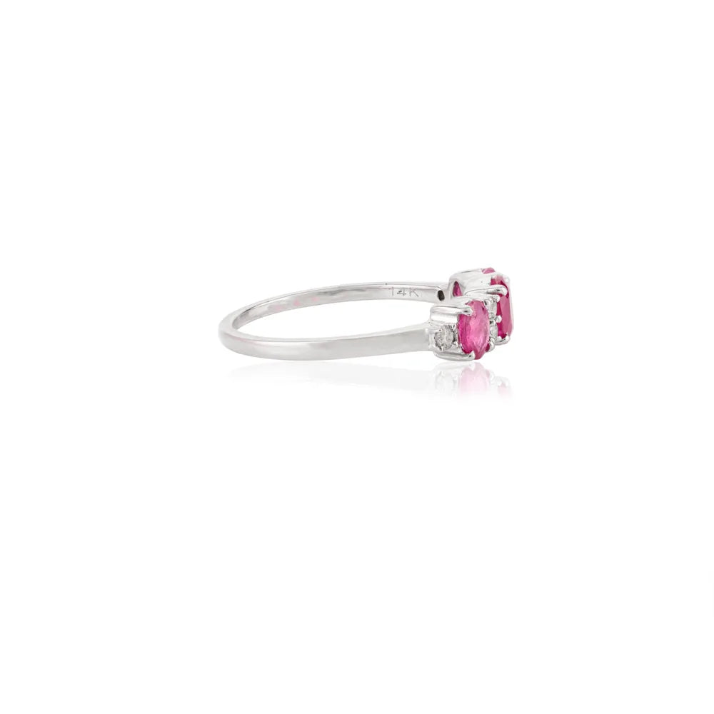 Best Quality Products Ruby & Diamond 14K Solid White Gold New Arrival Ring