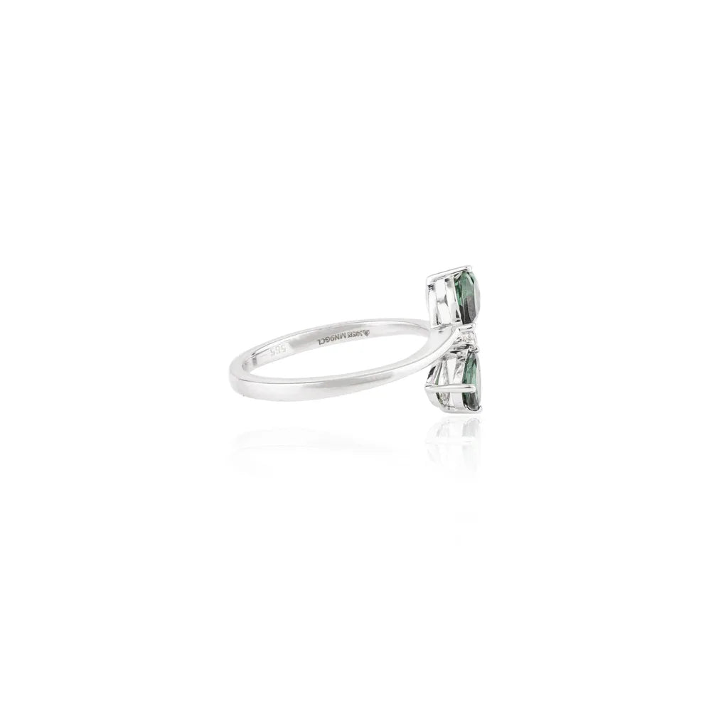 Trending Jewelry Green Tourmaline & Diamond White Gold Ring