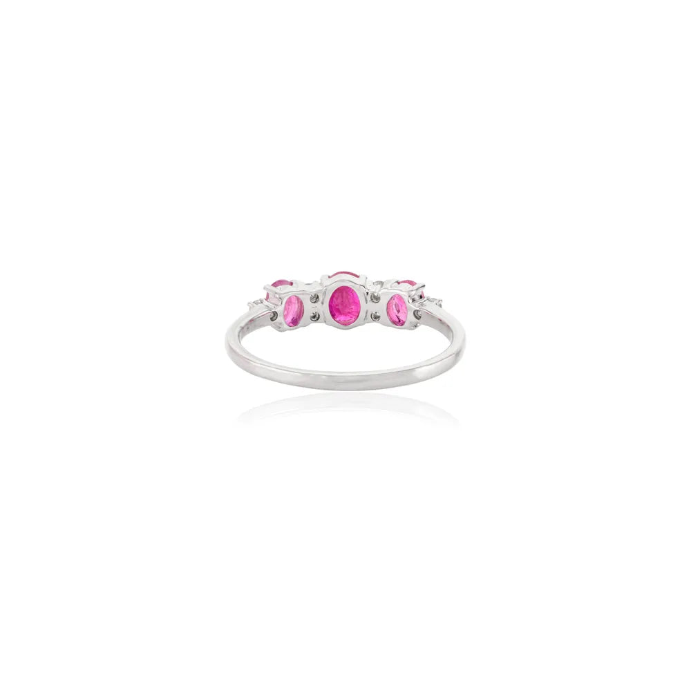 Best Quality Products Ruby & Diamond 14K Solid White Gold New Arrival Ring