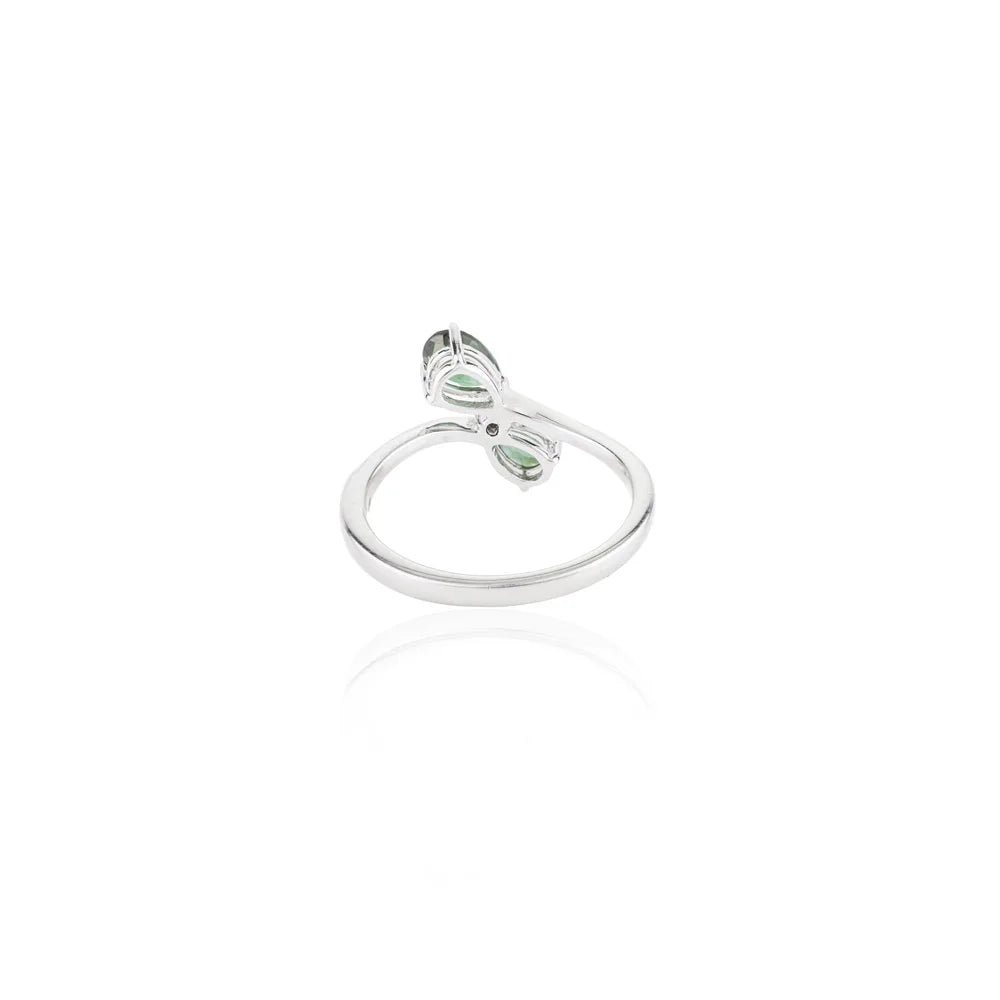 Trending Jewelry Green Tourmaline & Diamond White Gold Ring