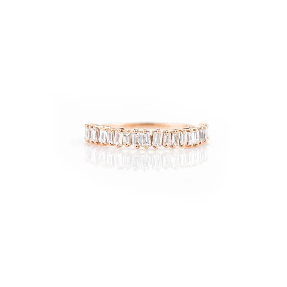 Natural Baguette Shape Diamond 14K Rose Gold Engagement Ring