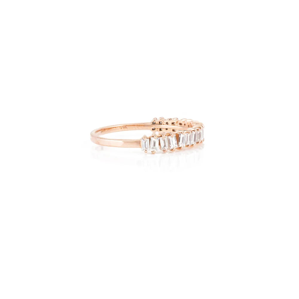 Natural Baguette Shape Diamond 14K Rose Gold Engagement Ring