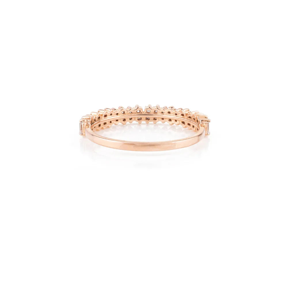 Natural Baguette Shape Diamond 14K Rose Gold Engagement Ring