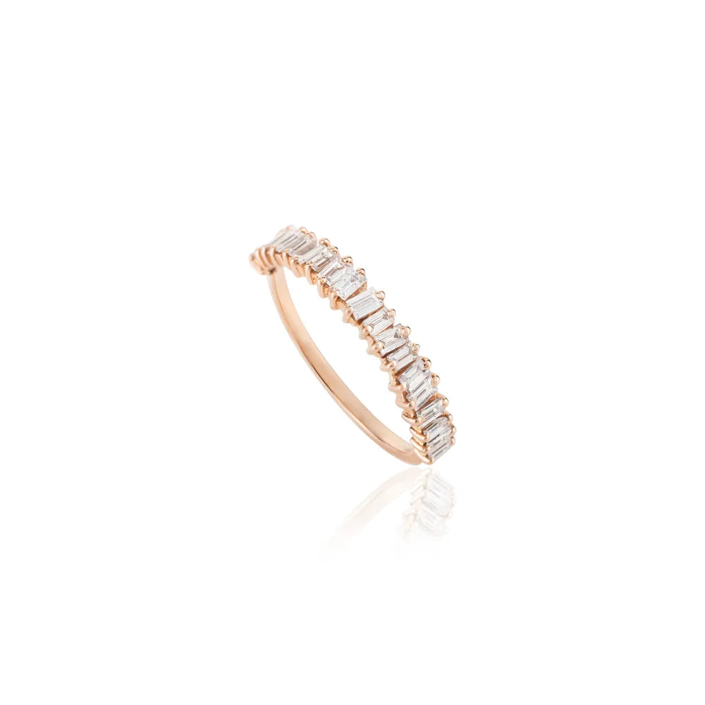 Natural Baguette Shape Diamond 14K Rose Gold Engagement Ring