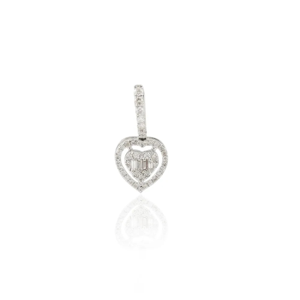 Best Selling Product Natural Diamond 18K Fine White Gold Heart Dainty Pendant