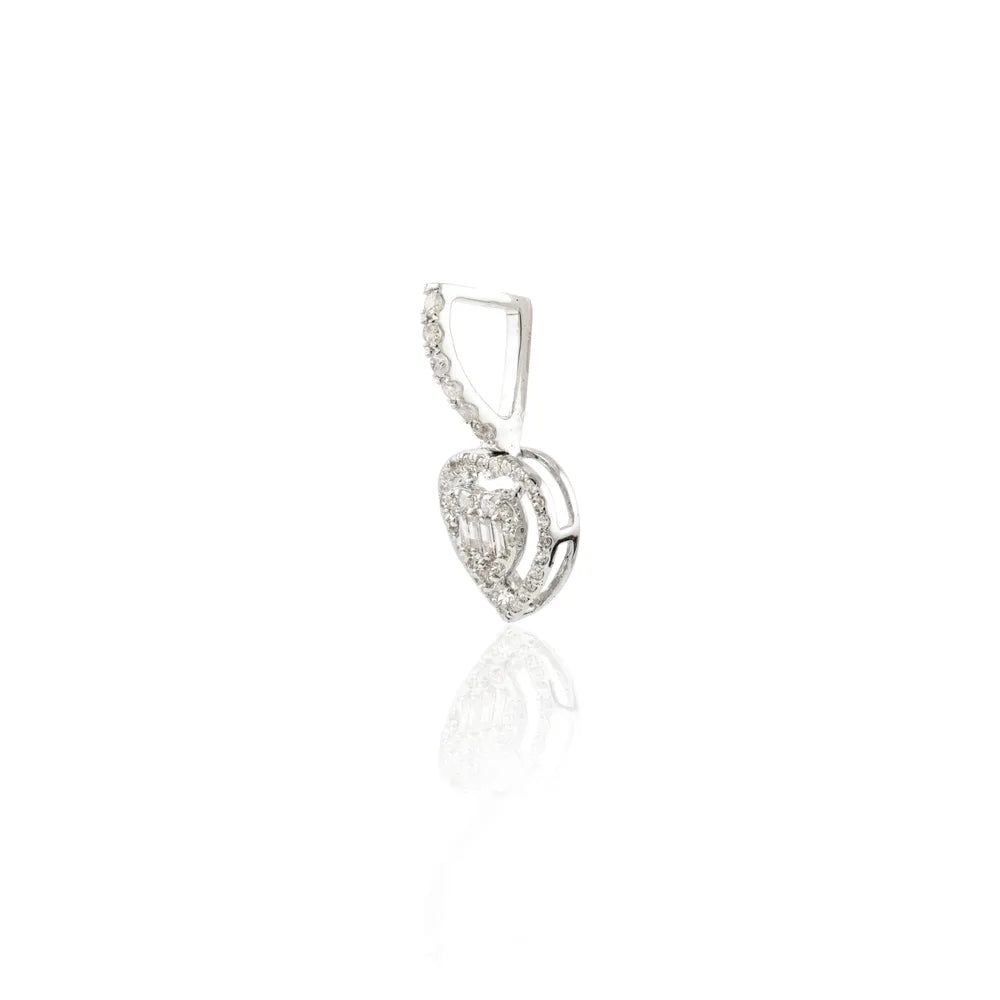 Best Selling Product Natural Diamond 18K Fine White Gold Heart Dainty Pendant