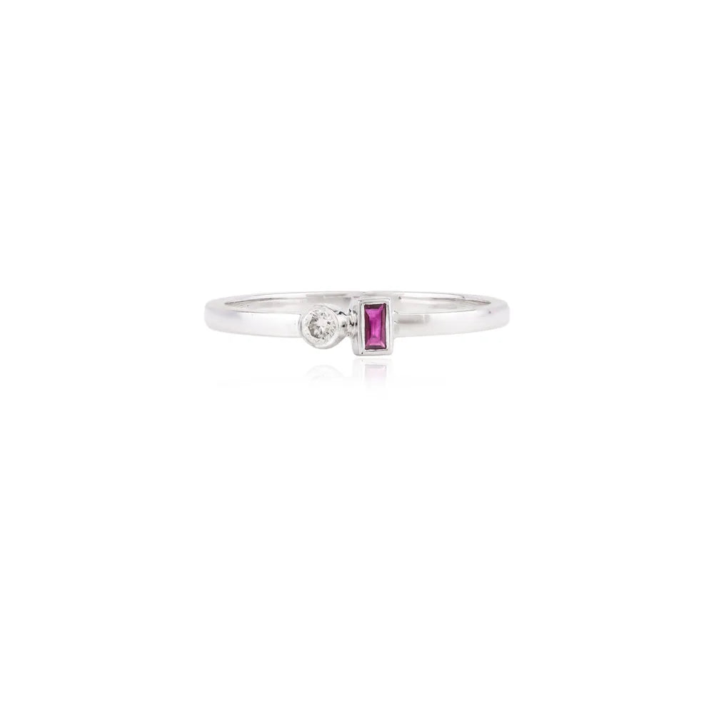 July Birthstone 14K White Gold Ruby & Diamond New Arrival Ring