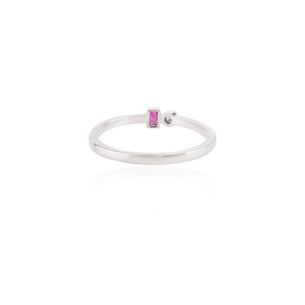 July Birthstone 14K White Gold Ruby & Diamond New Arrival Ring