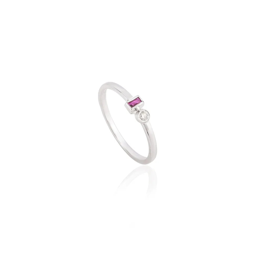 July Birthstone 14K White Gold Ruby & Diamond New Arrival Ring