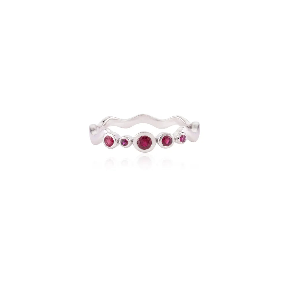 Wholesale Jewelry Round Cut Ruby 18K White Gold Stackable Ring