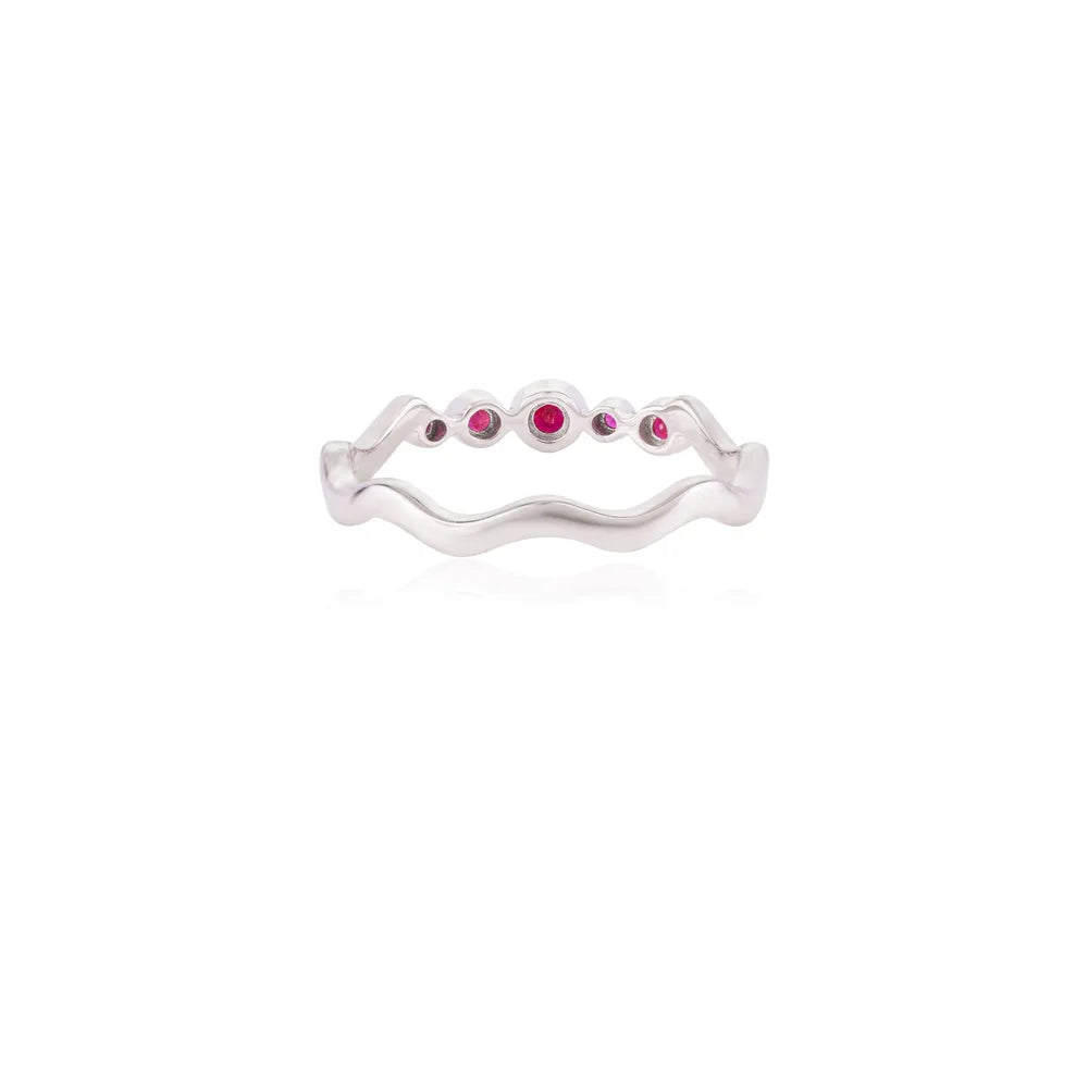 Wholesale Jewelry Round Cut Ruby 18K White Gold Stackable Ring