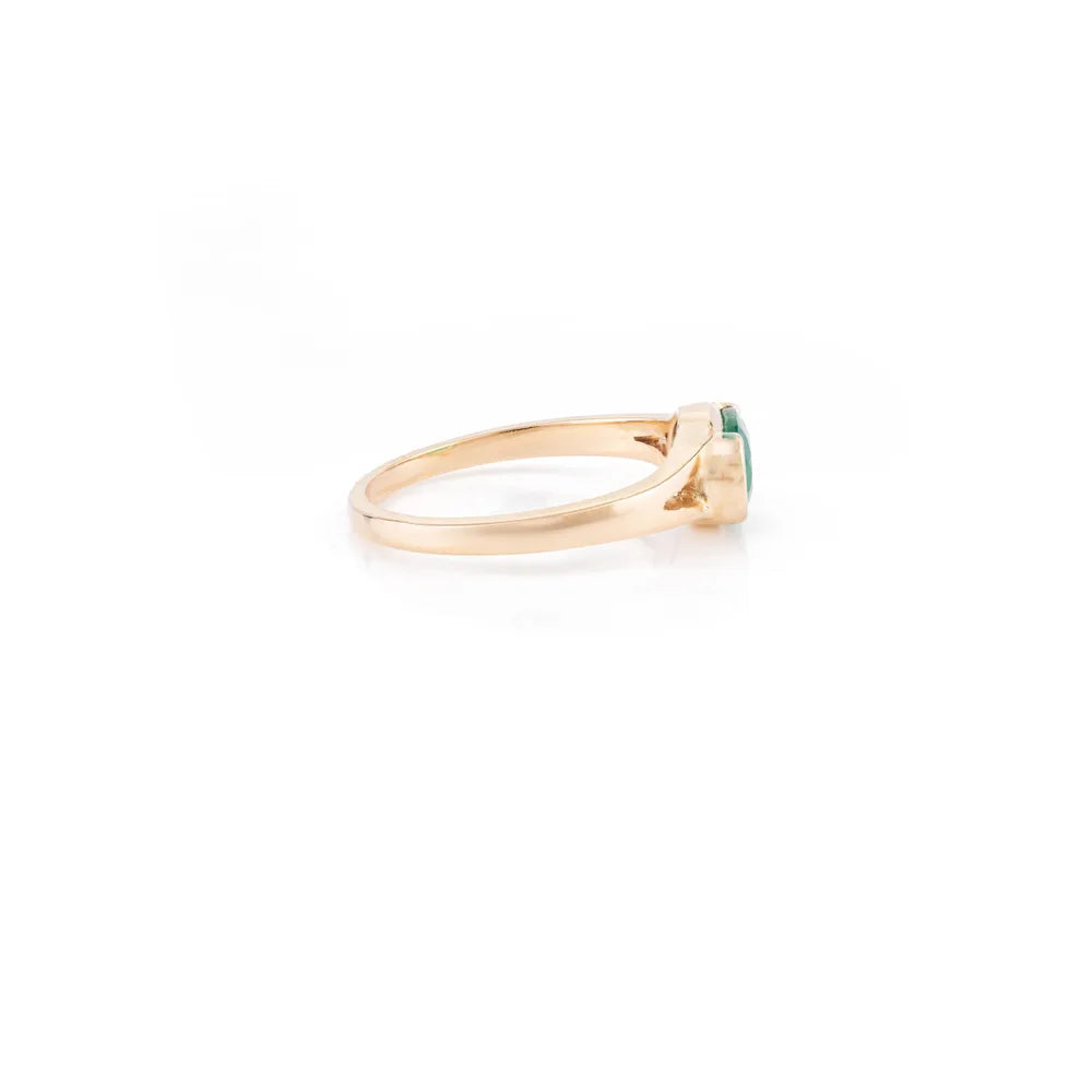 100% Authentic Oval Cut Emerald K14 Solid Yellow Gold Ring