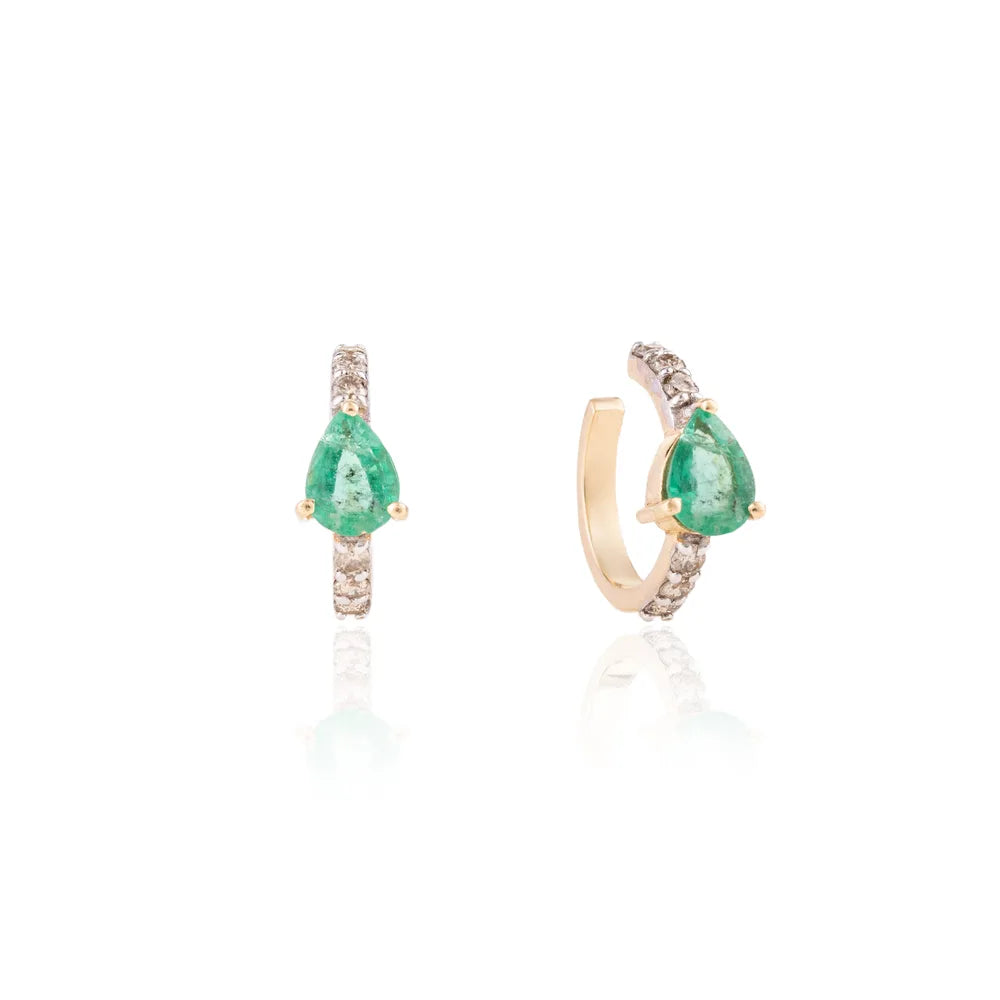 New Arrivals Ear Cuff Emerald & Diamond K18 Yellow Gold Earrings