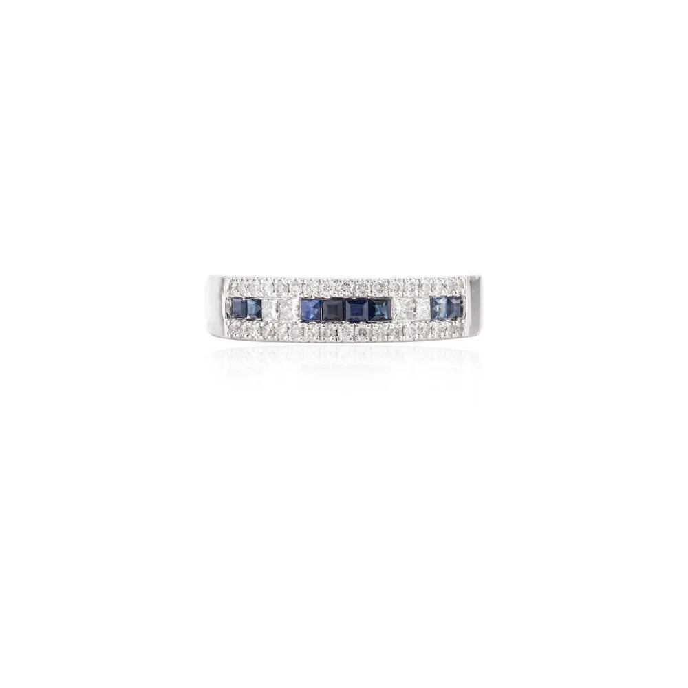 Best Selling Products Blue Sapphire & Diamond 18K White Gold Ring