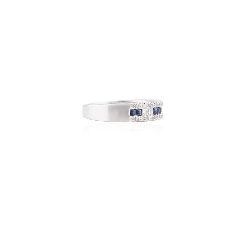 Best Selling Products Blue Sapphire & Diamond 18K White Gold Ring