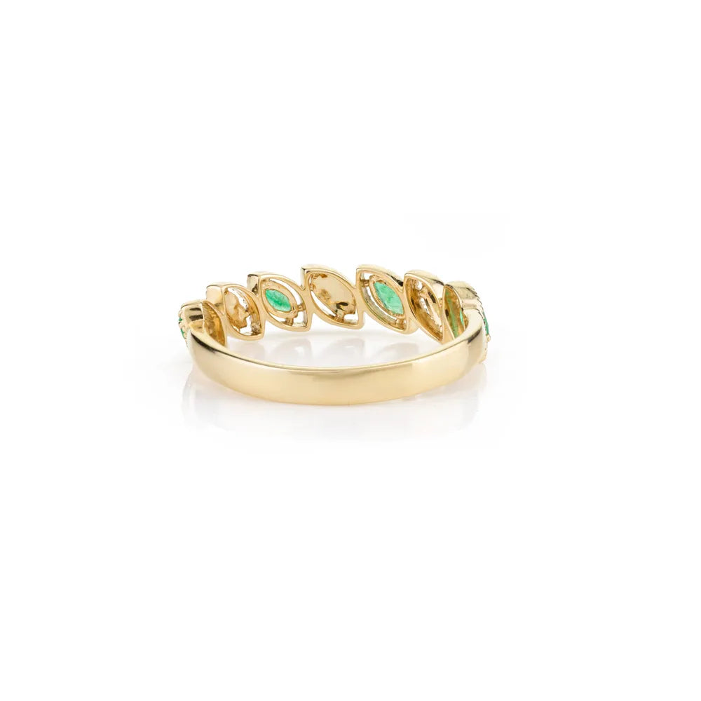 Wholesale Jewelry 14K Yellow Gold Emerald Marquise Shape Gemstone Ring