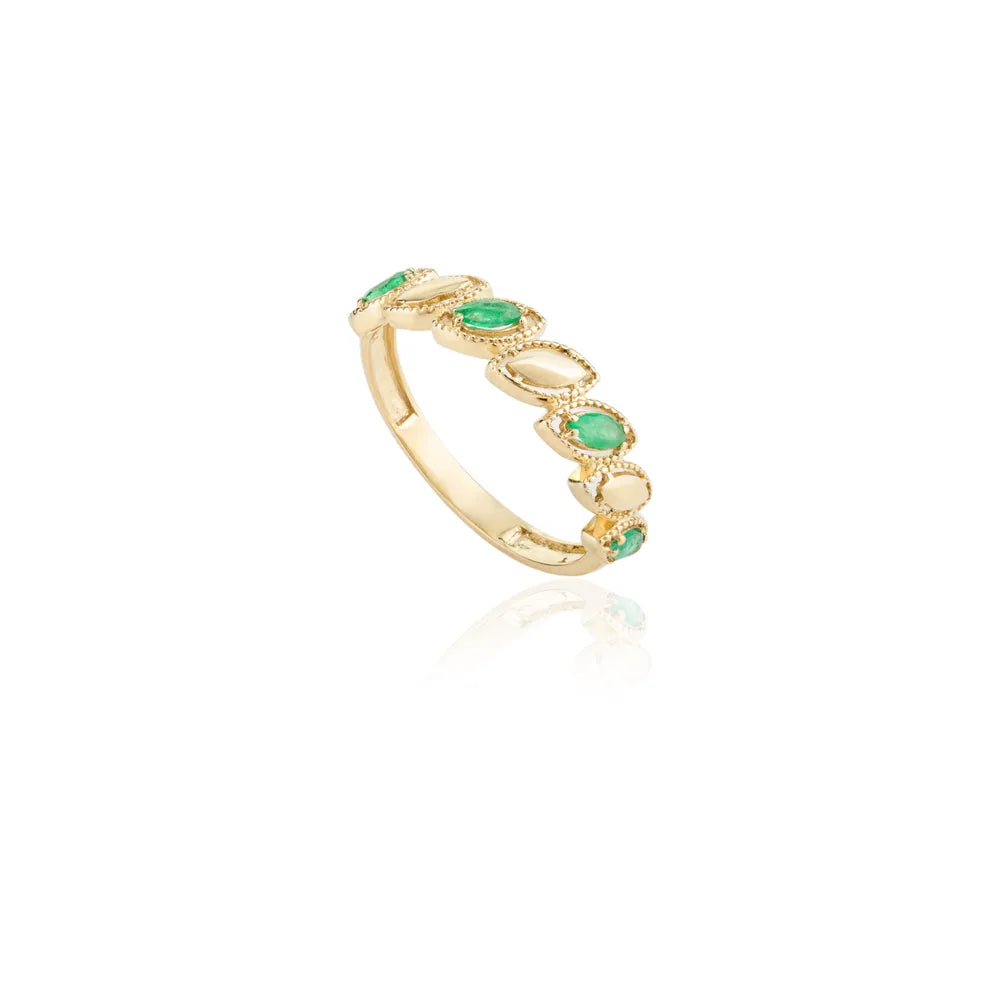 Wholesale Jewelry 14K Yellow Gold Emerald Marquise Shape Gemstone Ring