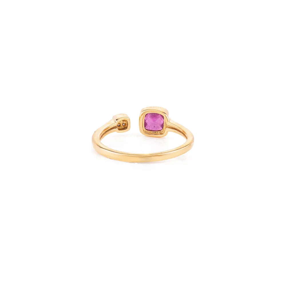 Fashionable Jewelry 18K Yellow Gold Ruby & Diamond Single Stone Ring