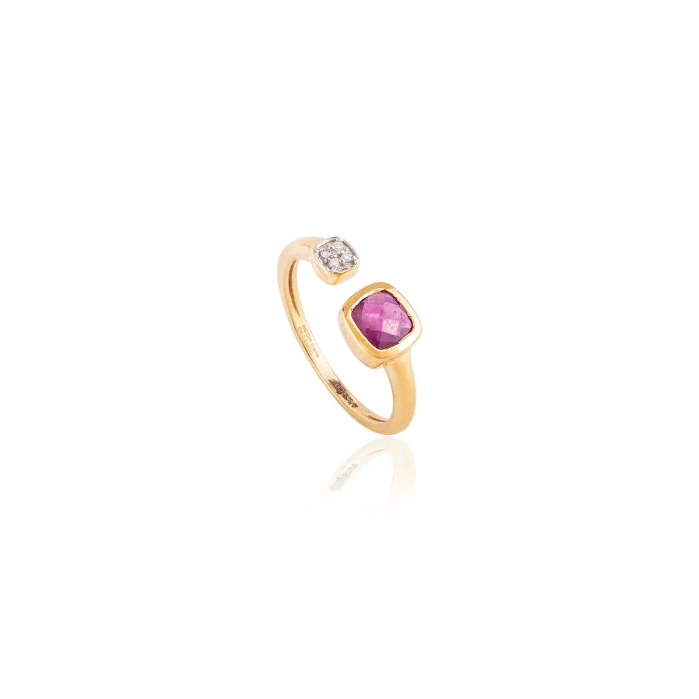 Fashionable Jewelry 18K Yellow Gold Ruby & Diamond Single Stone Ring