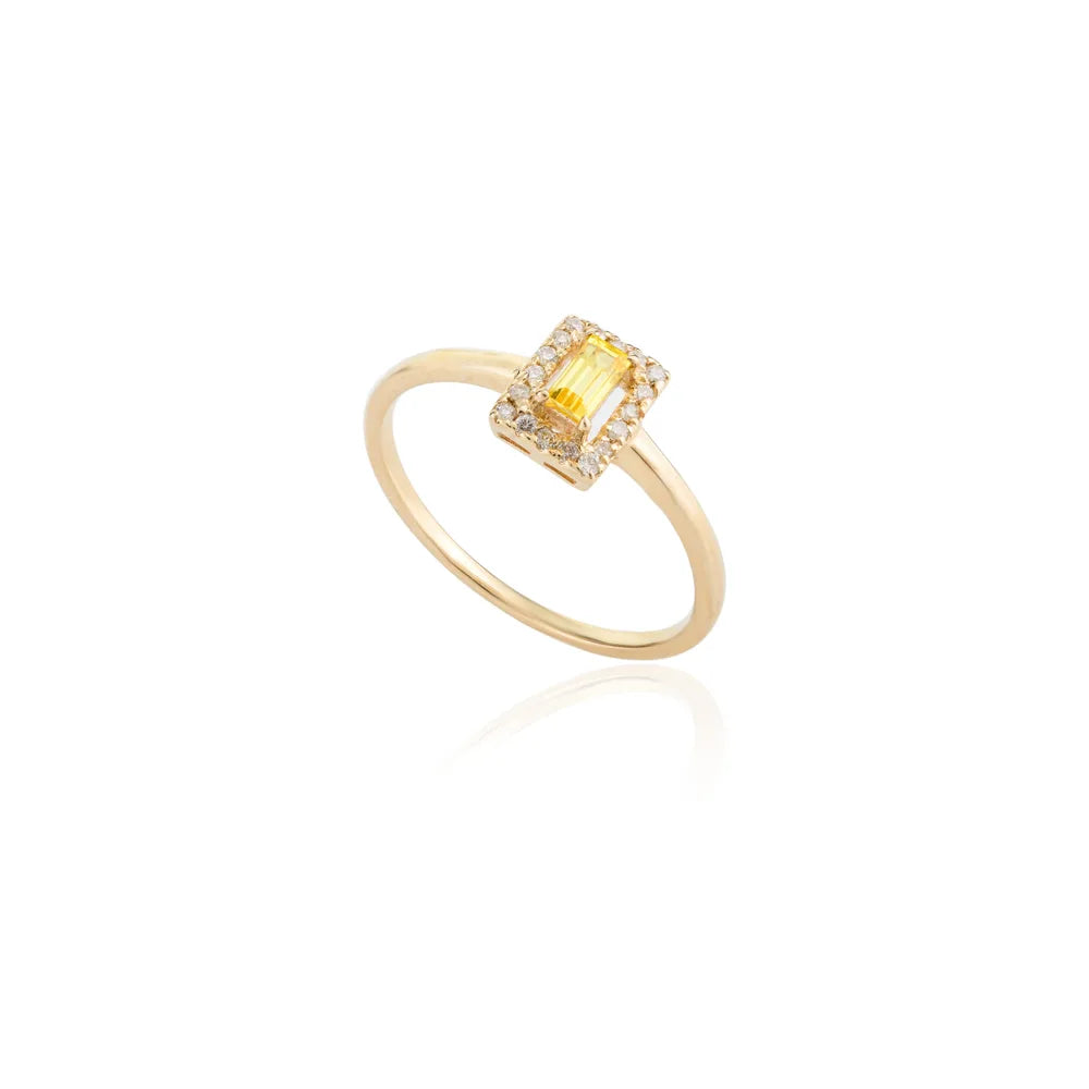 September Birthstone Yellow Sapphire & Diamond 14K Yellow Gold Ring