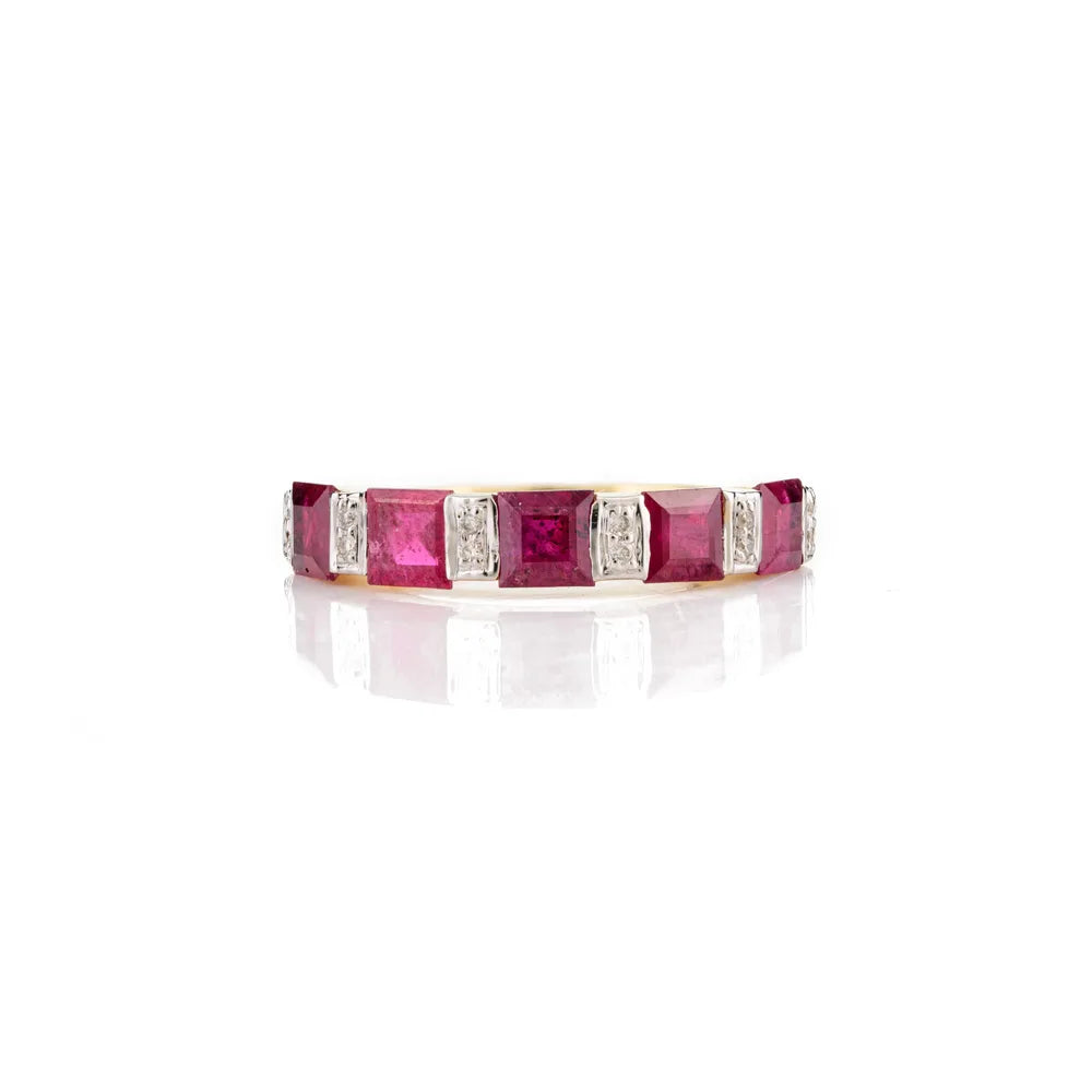 Best Selling Products Ruby & Diamond 18K Yellow Gold Handmade Ring